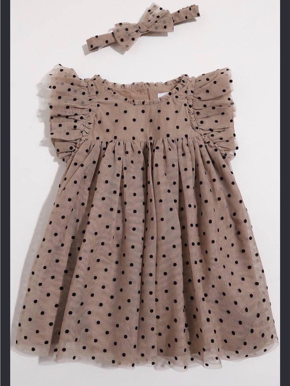 GAP Baby Dot Tulle Dress Set In Quail Brown Size 3-6 months